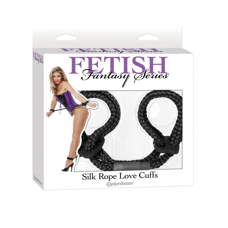 Fetish Fantasy Silk Rope Love Cuffs - Black